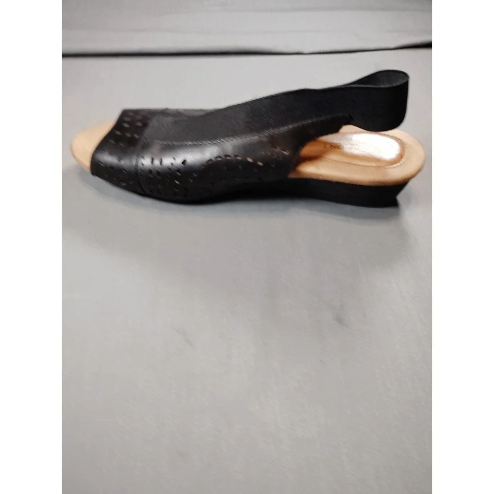 Rockport Cobb Hill‎ Black Judson Peep Sling Pumps Women 9M Resort Party Academia